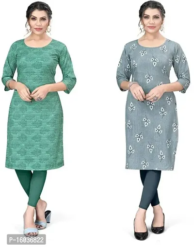 Stylish Printed Crepe Kurta For Women Pack Of 2-thumb0