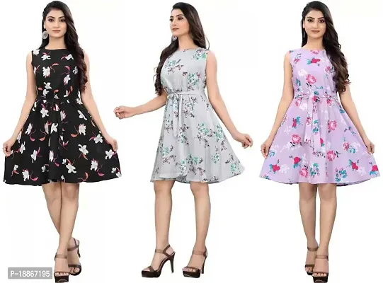 Stylish Fancy Crepe Dresses For Women Pack Of 3