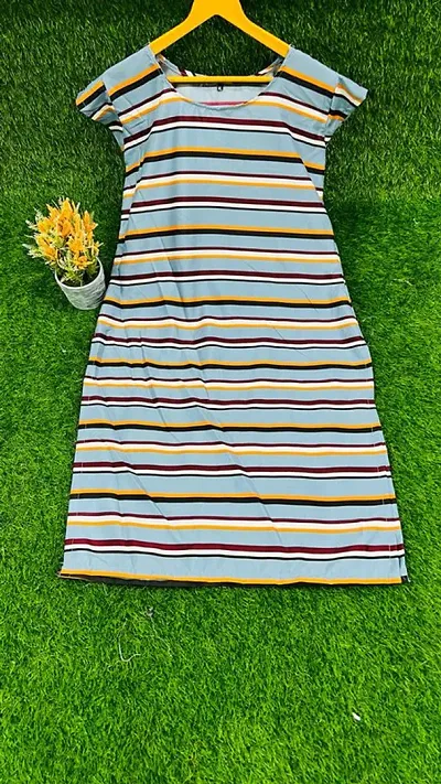 Elegant Striped Crepe Kurta For Women And Girls