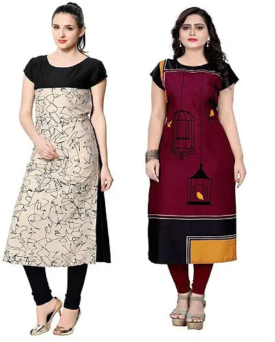 Stylish Crepe Kurta For Women Pack Of 2