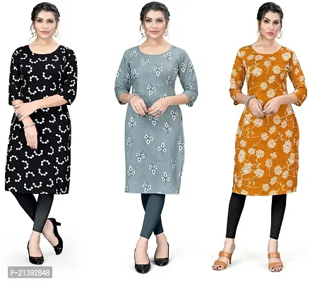 Reliable Crepe Printed Kurta For Women- Pack Of 3-thumb0