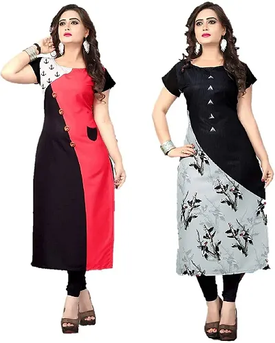 Pack Of 2- Printed Crepe Kurta