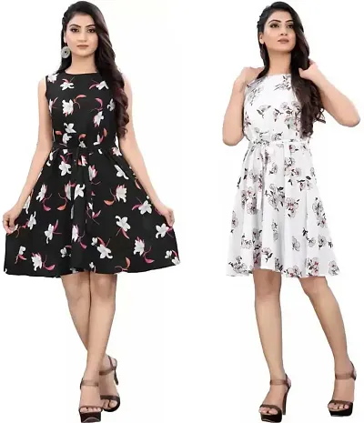 Fancy Crepe Anarkali Printed Kurta - Pack Of 2