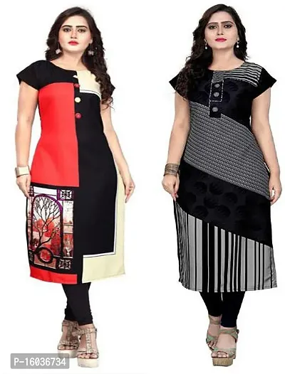 Stylish Printed Crepe Kurta For Women Pack Of 2