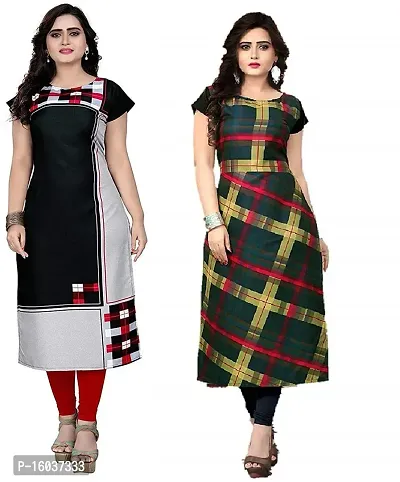 Stylish Printed Crepe Kurta For Women Pack Of 2-thumb0