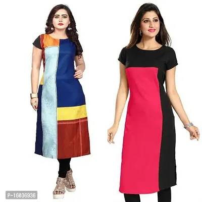 Stylish Printed Crepe Kurta For Women Pack Of 2-thumb0