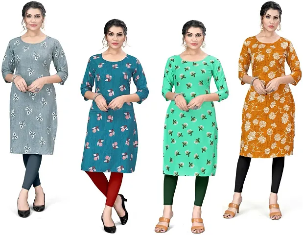 Stylish A-Line Crepe Kurta Pack Of 4