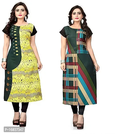 Stylish Printed Crepe Kurta For Women Pack Of 2-thumb0