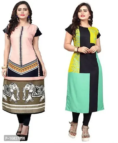 Stylish Printed Crepe Kurta For Women Pack Of 2