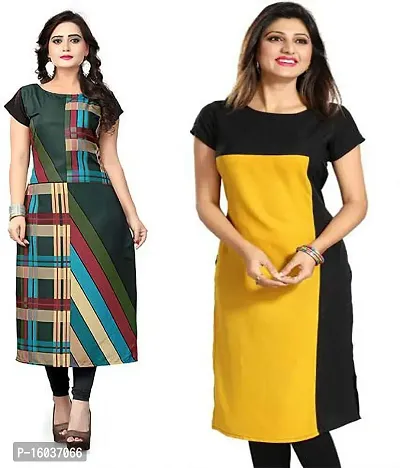 Stylish Printed Crepe Kurta For Women Pack Of 2