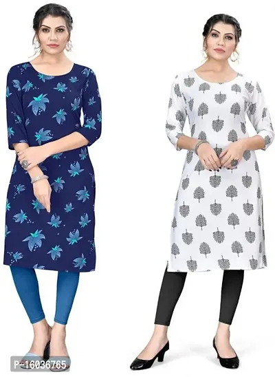 Stylish Printed Crepe Kurta For Women Pack Of 2-thumb0