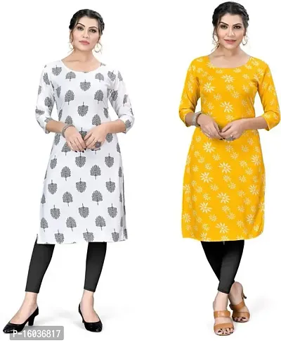 Stylish Printed Crepe Kurta For Women Pack Of 2-thumb0