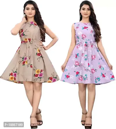 Stylish Fancy Crepe Dresses For Women Pack Of 2-thumb0