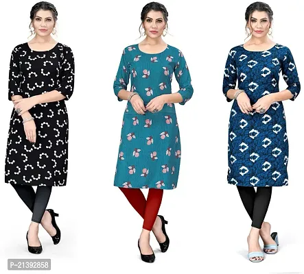 Reliable Crepe Printed Kurta For Women- Pack Of 3