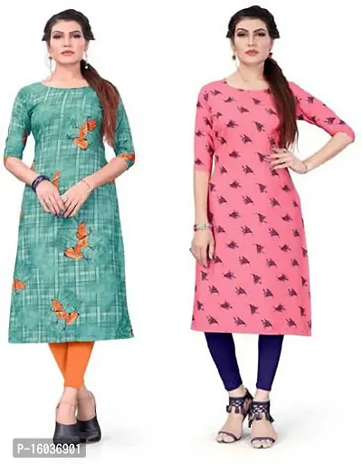 Stylish Printed Crepe Kurta For Women Pack Of 2