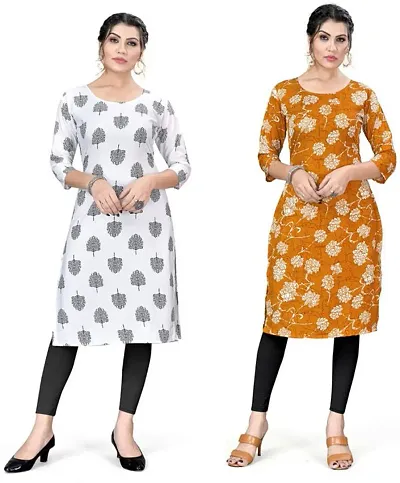 Pack Of 2- Printed Crepe Kurta