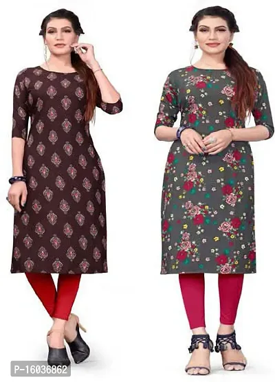 Stylish Printed Crepe Kurta For Women Pack Of 2-thumb0