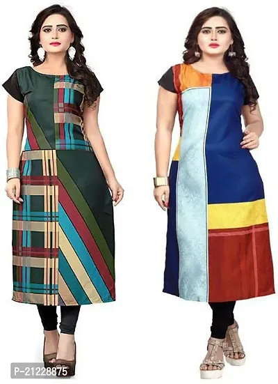 Stylish Fancy Designer Crepe Kurta For Women Pack Of 2-thumb0