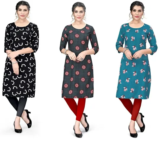 Reliable Crepe Kurta For Women- Pack Of 3