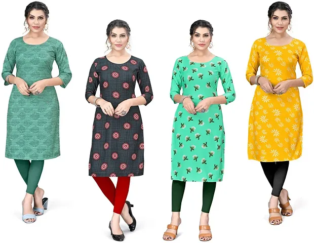 Stylish A-Line Crepe Kurta Pack Of 4