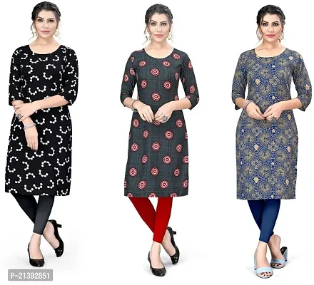 Reliable Crepe Printed Kurta For Women- Pack Of 3