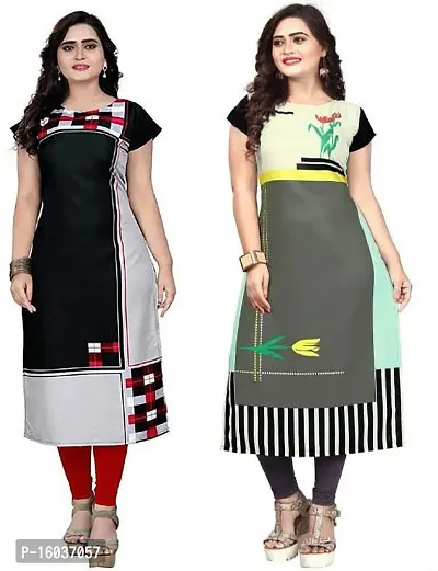 Stylish Printed Crepe Kurta For Women Pack Of 2-thumb0