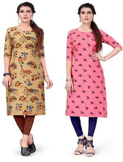 HIRLAX Kurti for Women - Fancy Straight Long Crepe with Classy Design Ethnic Wear Kurtis, Perfect for Regular, Work, Travelling, Outing for Ladies