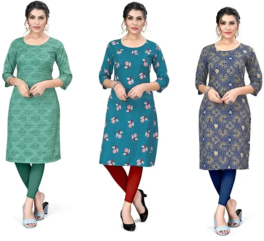 Reliable Crepe Kurta For Women- Pack Of 3