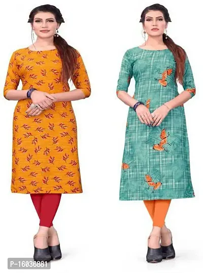 Stylish Printed Crepe Kurta For Women Pack Of 2