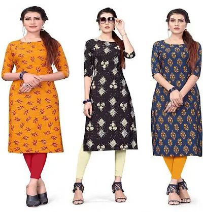 Stylish A-Line Crepe Kurta Pack Of 3