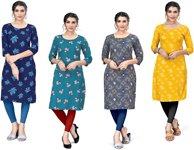 Stylish A-Line Crepe Kurta Pack Of 4