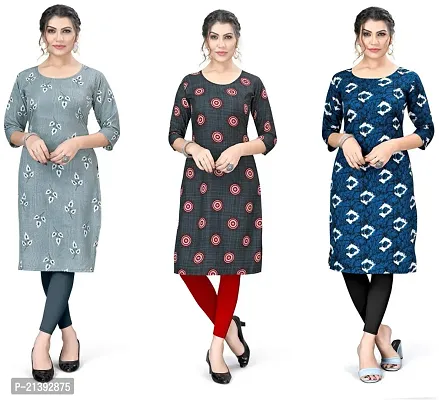 Reliable Crepe Printed Kurta For Women- Pack Of 3-thumb0