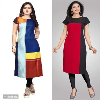 Stylish Printed Crepe Kurta For Women Pack Of 2