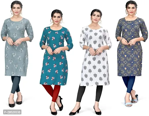 Stylish Fancy Designer Crepe Printed Kurta For Women Combo Of 4-thumb0