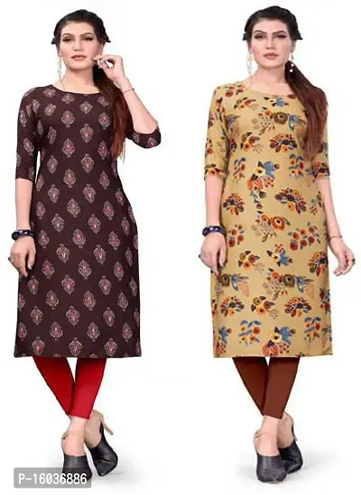 Stylish Printed Crepe Kurta For Women Pack Of 2