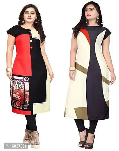 Stylish Printed Crepe Kurta For Women Pack Of 2