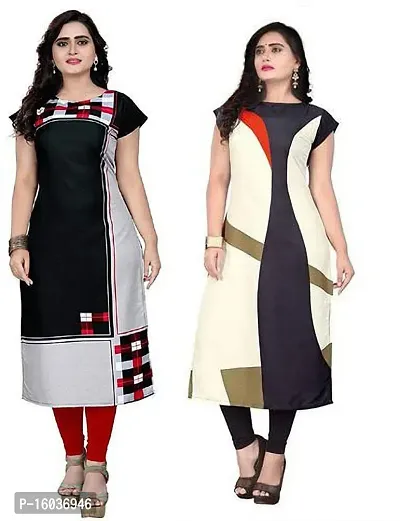 Stylish Printed Crepe Kurta For Women Pack Of 2-thumb0