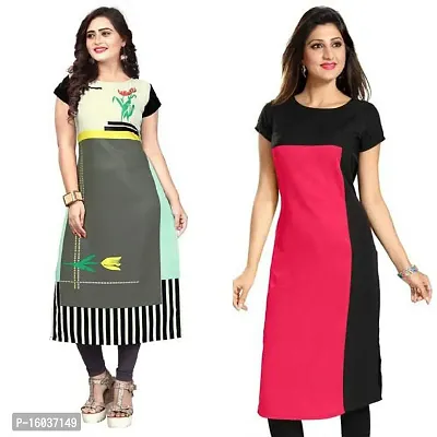 Stylish Printed Crepe Kurta For Women Pack Of 2-thumb0