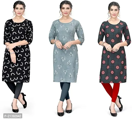 Reliable Crepe Printed Kurta For Women- Pack Of 3-thumb0