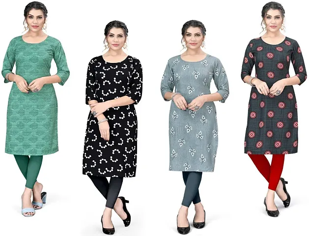 Stylish A-Line Crepe Kurta Pack Of 4