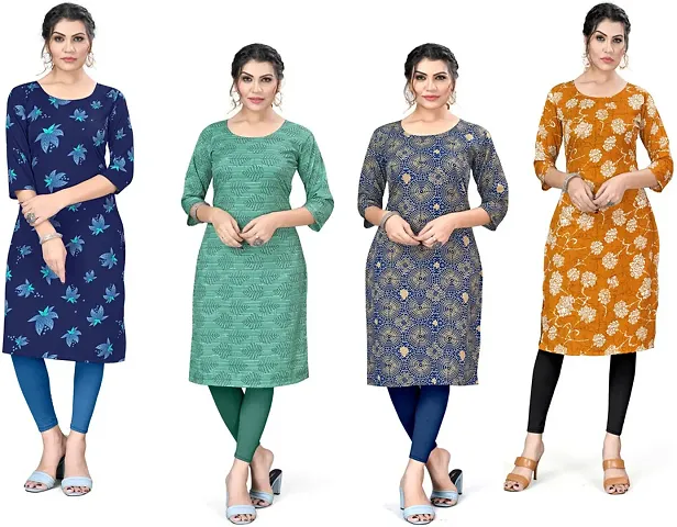 Stylish A-Line Crepe Kurta Pack Of 4