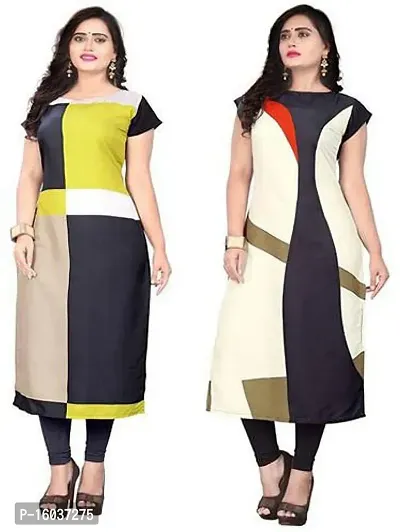 Stylish Printed Crepe Kurta For Women Pack Of 2-thumb0