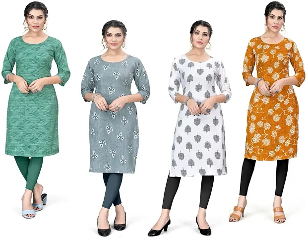 Stylish A-Line Crepe Kurta Pack Of 4