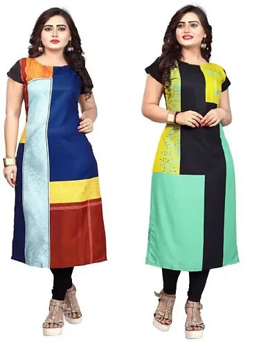 Stylish Crepe Kurta For Women Pack Of 2