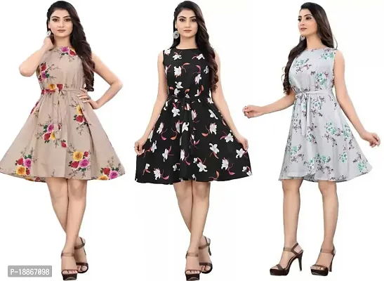 Stylish Fancy Crepe Dresses For Women Pack Of 3