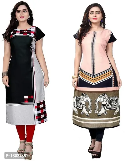 Stylish Printed Crepe Kurta For Women Pack Of 2