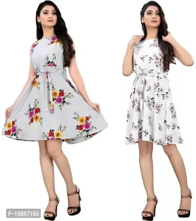 Stylish Fancy Crepe Dresses For Women Pack Of 2