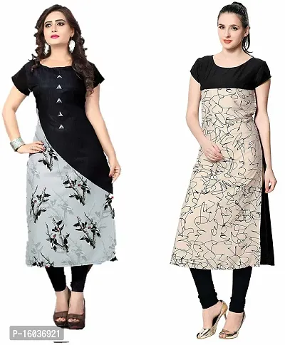 Stylish Printed Crepe Kurta For Women Pack Of 2