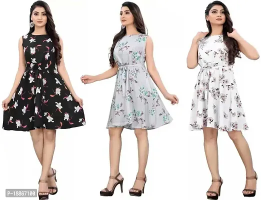 Stylish Fancy Crepe Dresses For Women Pack Of 3