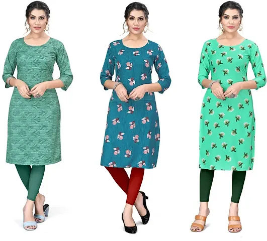 Reliable Crepe Kurta For Women- Pack Of 3